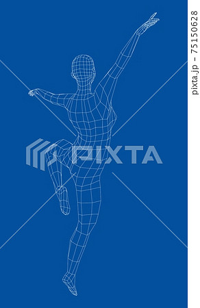 Wireframe ballerina in dance pose. Vector 75150628