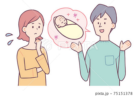 赤ちゃん　相談する女性と男性 75151378