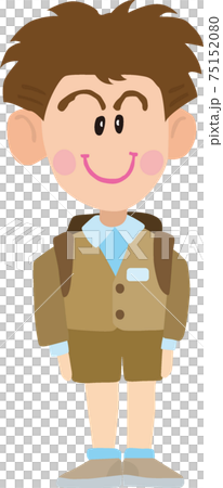 Elementary school boy in uniform wearing a school bag 75152080
