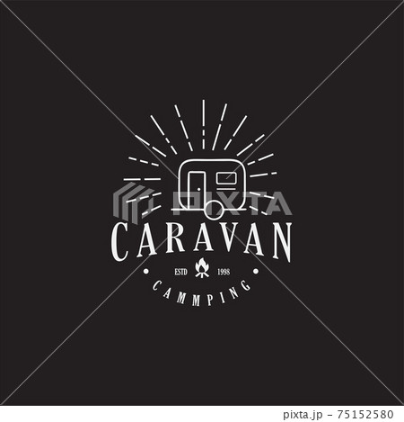 Caravan camping camp travel logo line outdoor adventure vintage Caravan camping camp travel logo line outdoor adventure vintage 75152580