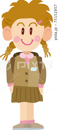 ランドセルをかついだ制服姿の女の子 ランドセルをかついだ制服姿の女の子 75152957