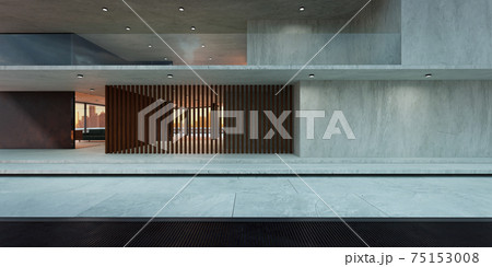 Empty ground with steel pavement in front of modern buildings. 3d 75153008