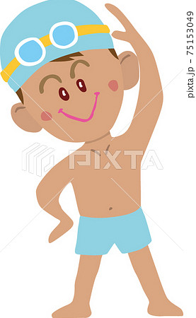 海水パンツを履いてラジオ体操をする男の子 75153049