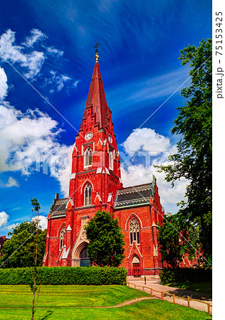 Exterior view to All Saints Church aka Allhelgonakyrkan, Lund, Sweden 75153425
