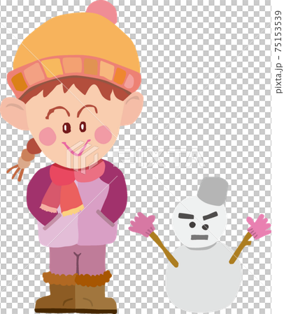 A girl wearing a knit hat that makes a snowball A girl wearing a knit hat that makes a snowball 75153539