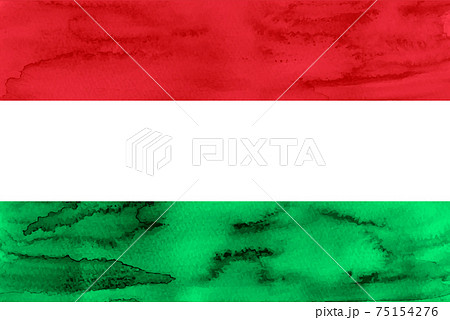 ハンガリー　 国旗　水彩　和紙