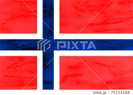 ノルウェー　 国旗　水彩　和紙 75154288