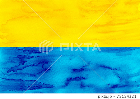 ウクライナ　 国旗　水彩　和紙