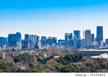 東京 新宿から見る港区周辺の高層ビル群の写真素材