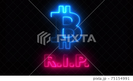Computer generated bitcoin RIP symbol with light effect. 3d rendering of crypto currency logo. Financial background 75154991