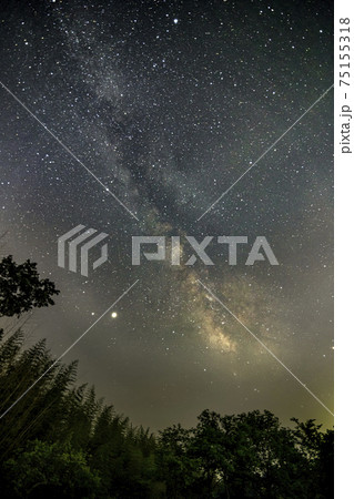 初夏の星景色　山里から見上げる天の川 75155318
