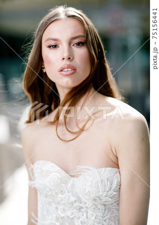 Beauty portrait of bride wearing fashion...の写真素材 [75156441