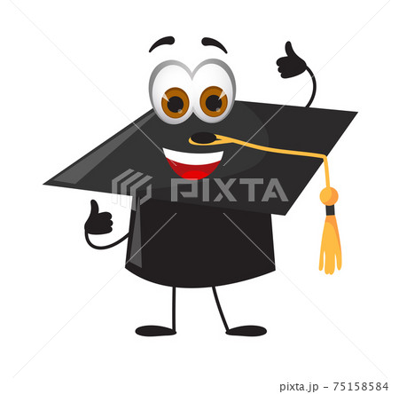 Funny Academic Cap - Trencher-cap with eyes on white background 75158584