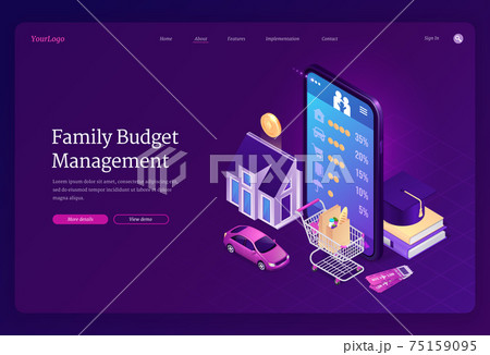 Family budget management isometric landing page Family budget management isometric landing page 75159095