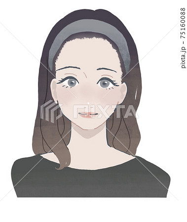 ターバンで前髪を上げた若い女性のイラスト素材
