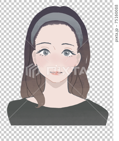ターバンで前髪を上げた若い女性のイラスト素材