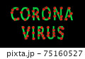 Green text corona virus with red molecules of covid-19 on black background. 75160527