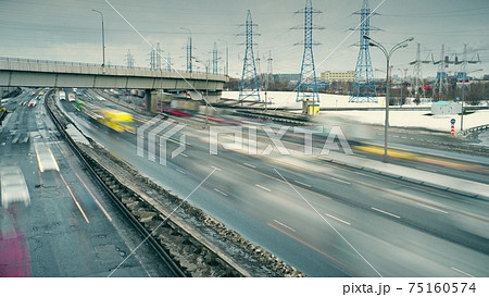 Road traffic in industrial area, environmental impact concept 75160574