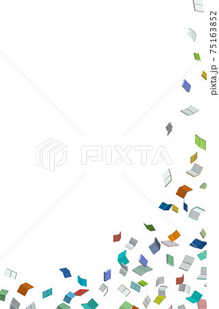 大量の本が降ってくるイメージ ベクターイラスト A版 縦位置 のイラスト素材