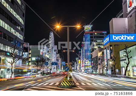 愛知県　名古屋都市風景　栄の夜景 75163866