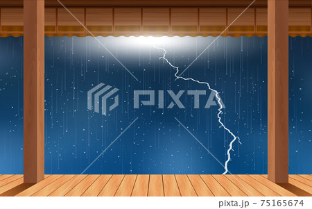 landscape of wooden house in the rain day landscape of wooden house in the rain day 75165674