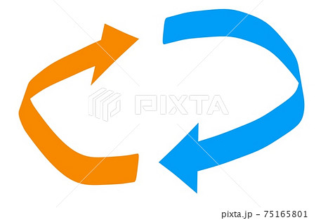 斜めを向いた回転の矢印 斜めを向いた回転の矢印 75165801