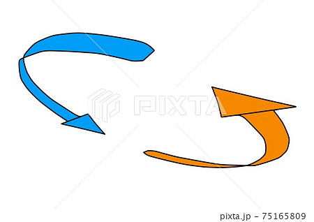 ループをイメージした絞りのある矢印「黒淵あり」 ループをイメージした絞りのある矢印「黒淵あり」 75165809