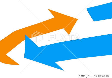 青と赤の回転をイメージした矢印のアップ素材 青と赤の回転をイメージした矢印のアップ素材 75165810