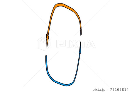 縦型のループをイメージした矢印「黒淵あり」 縦型のループをイメージした矢印「黒淵あり」 75165814