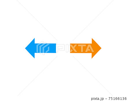 シンプルな青赤の左右の矢印のイラスト素材