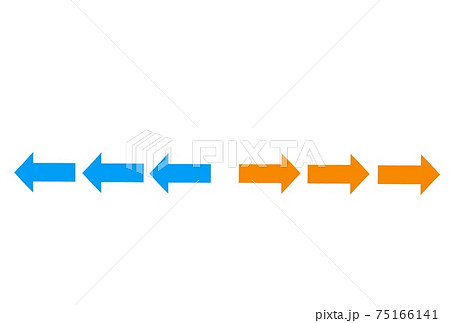左右、3つに並んだ青と赤の矢印 左右、3つに並んだ青と赤の矢印 75166141