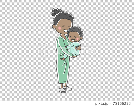 赤ちゃんを抱っこしているお母さんのイラストのイラスト素材