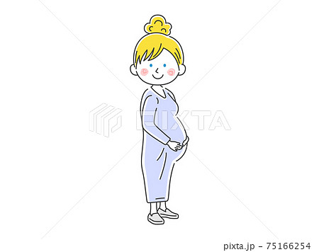 白人の妊婦さんのイラストのイラスト素材