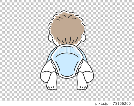 ハイハイする赤ちゃんの後ろ姿のイラストのイラスト素材