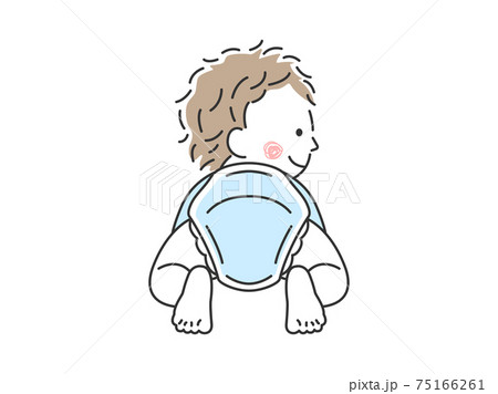 ハイハイする赤ちゃんの後ろ姿のイラストのイラスト素材