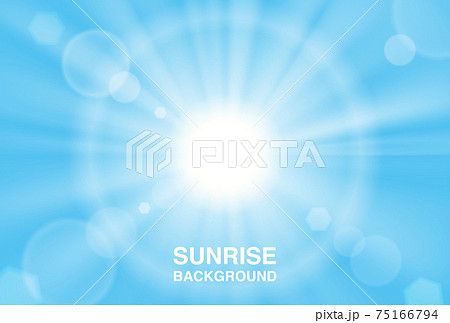眩しい太陽を表現した青空の背景素材のイラスト素材