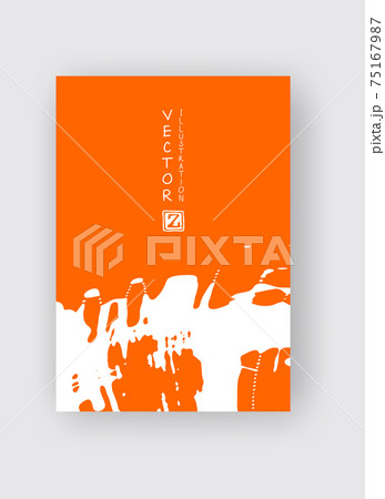 Orange ink brush stroke on white background. Japanese style. Orange ink brush stroke on white background. Japanese style. 75167987