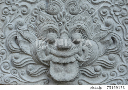 JOGJAKARTA, INDONESIA -JUNE 12, 2014: Stone work design and detail at Old Masjid Besar Mataram Kotagede, Jogjakarta Indonesia. According to history, the mosque was build on 1575.  75169178