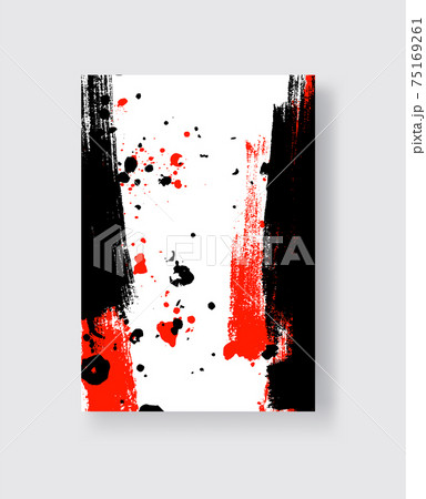 Black and Red ink brush stroke on white background. Japanese style. Black and Red ink brush stroke on white background. Japanese style. 75169261