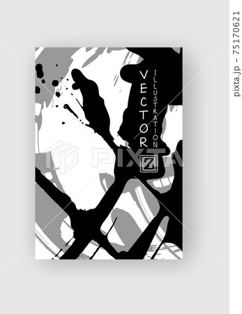 Black and gray ink brush stroke on white background. 75170621