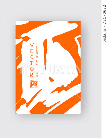 White ink brush stroke on orange background. Japanese style. 75170622