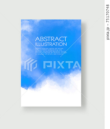 Bright blue textures, abstract hand painted watercolor banner. 75170748