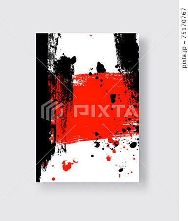 Black and Red ink brush stroke on white background. Japanese style. 75170767