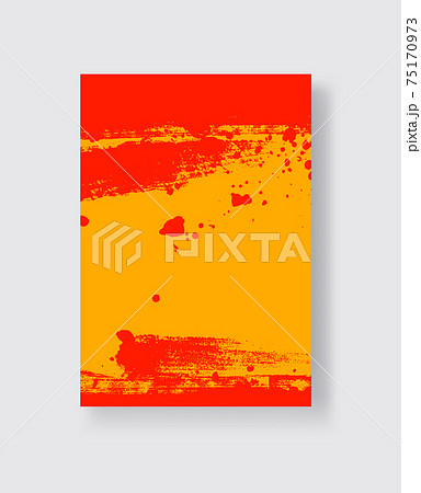 Red ink brush stroke on yellow background. Japanese style. Red ink brush stroke on yellow background. Japanese style. 75170973