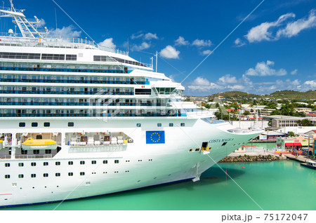beautiful large luxury cruise ship at moorage St. John, Antigua 75172047