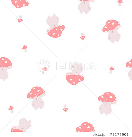 Cute red toadstool seamless pattern. Fantasy mushroom pattern on white background. 75172901