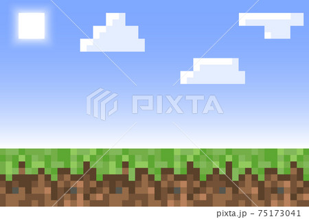 Pixel Minecraft Style Land Background Concept のイラスト素材