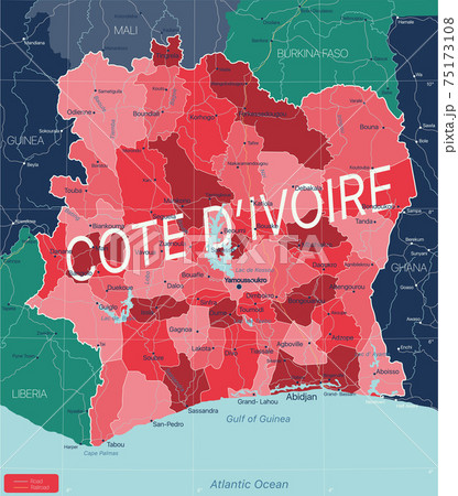 Cote d Ivoire country detailed editable map Cote d Ivoire country detailed editable map 75173108