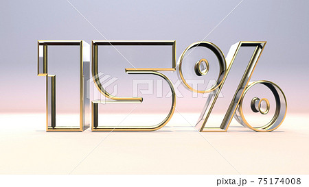 15% 3d glass material surrounded by a golden frame, discount business concept 3d render illustration 15% 3d glass material surrounded by a golden frame, discount business concept 3d render illustration 75174008