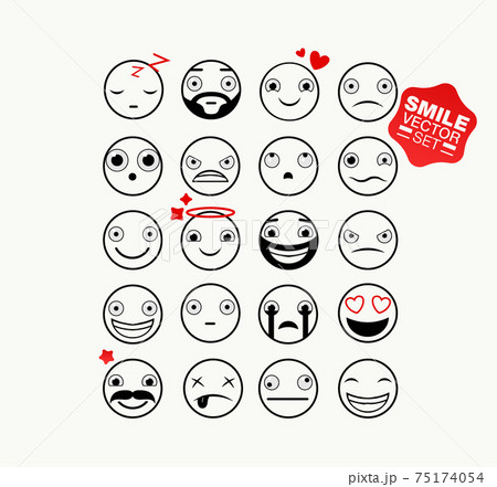 Set of vector emoticons. Smile icons. Isolated vector illustration on white background. Vector Emoji 75174054